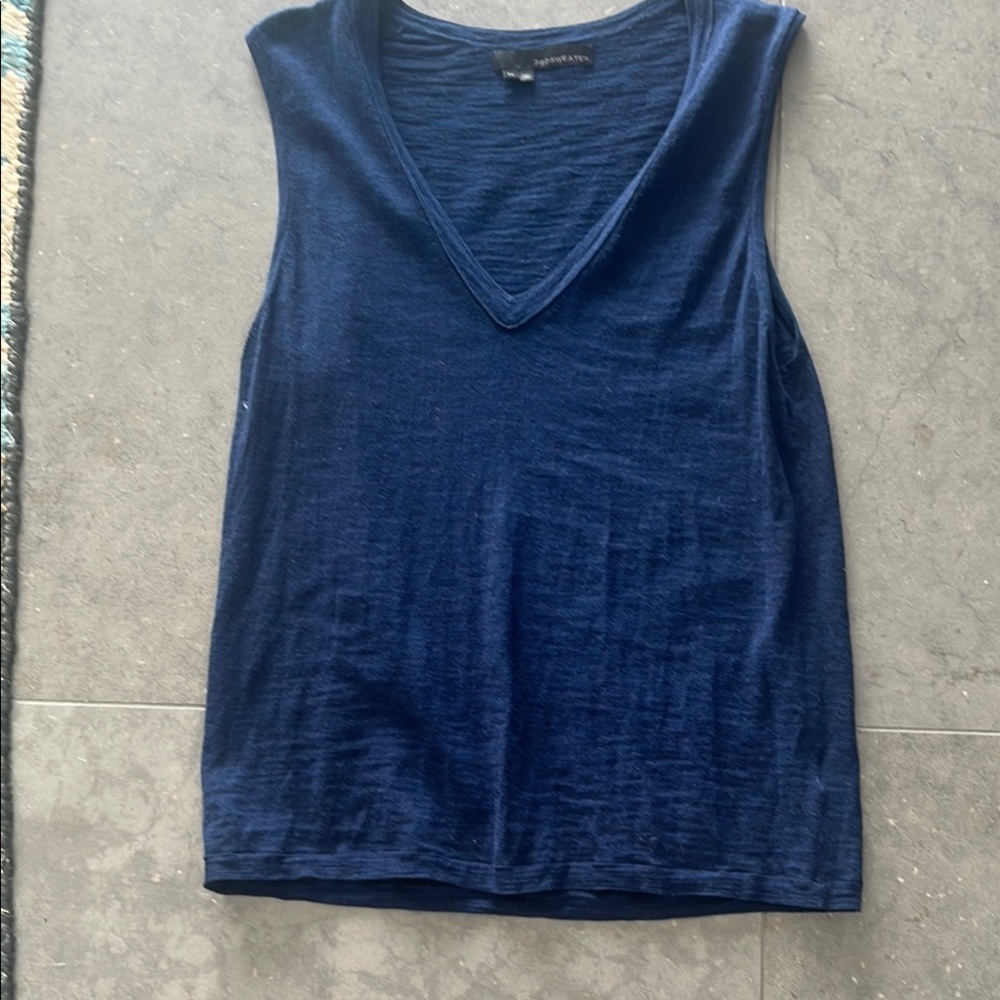 360 Sweater100% Cotton Women's Blue Sleeveless Top